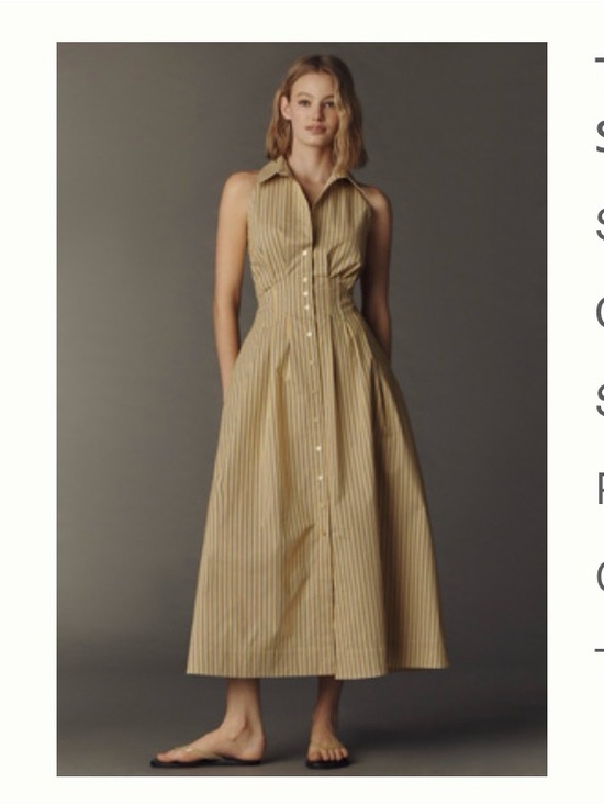 Exquise Dresses & Skirts - Anthropologie Tobie Button-Front Striped Shirt Dress in yellow & blue stripe